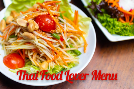 Thai food menu - real thai food - real taste of thai food - spicy food